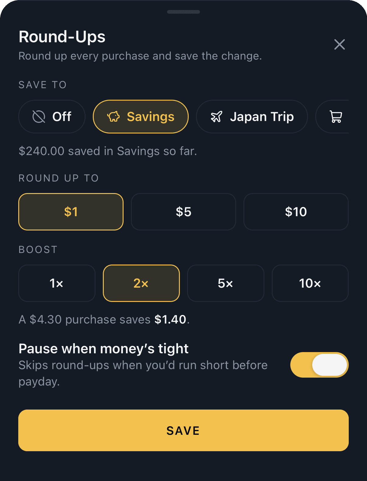 Round-ups with a 2× boost